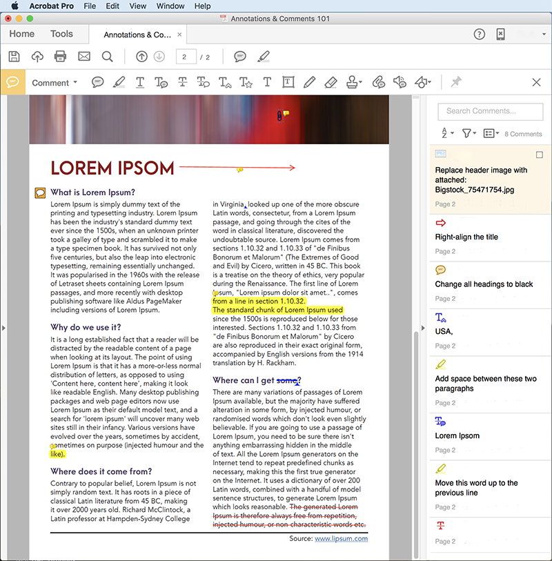 Screenshot of a marked-up PDF